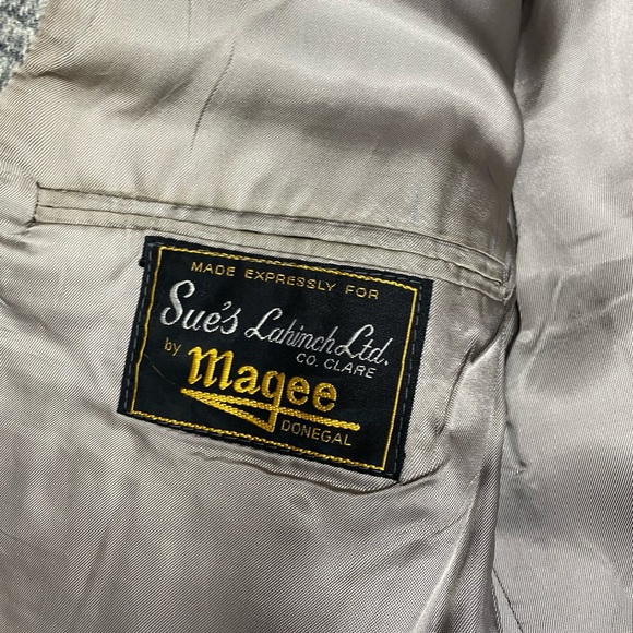 Magee Donegal Mist Tweed Sport Coat Blazer Men’s 43r Houndstooth Gray - Picture 4 of 16